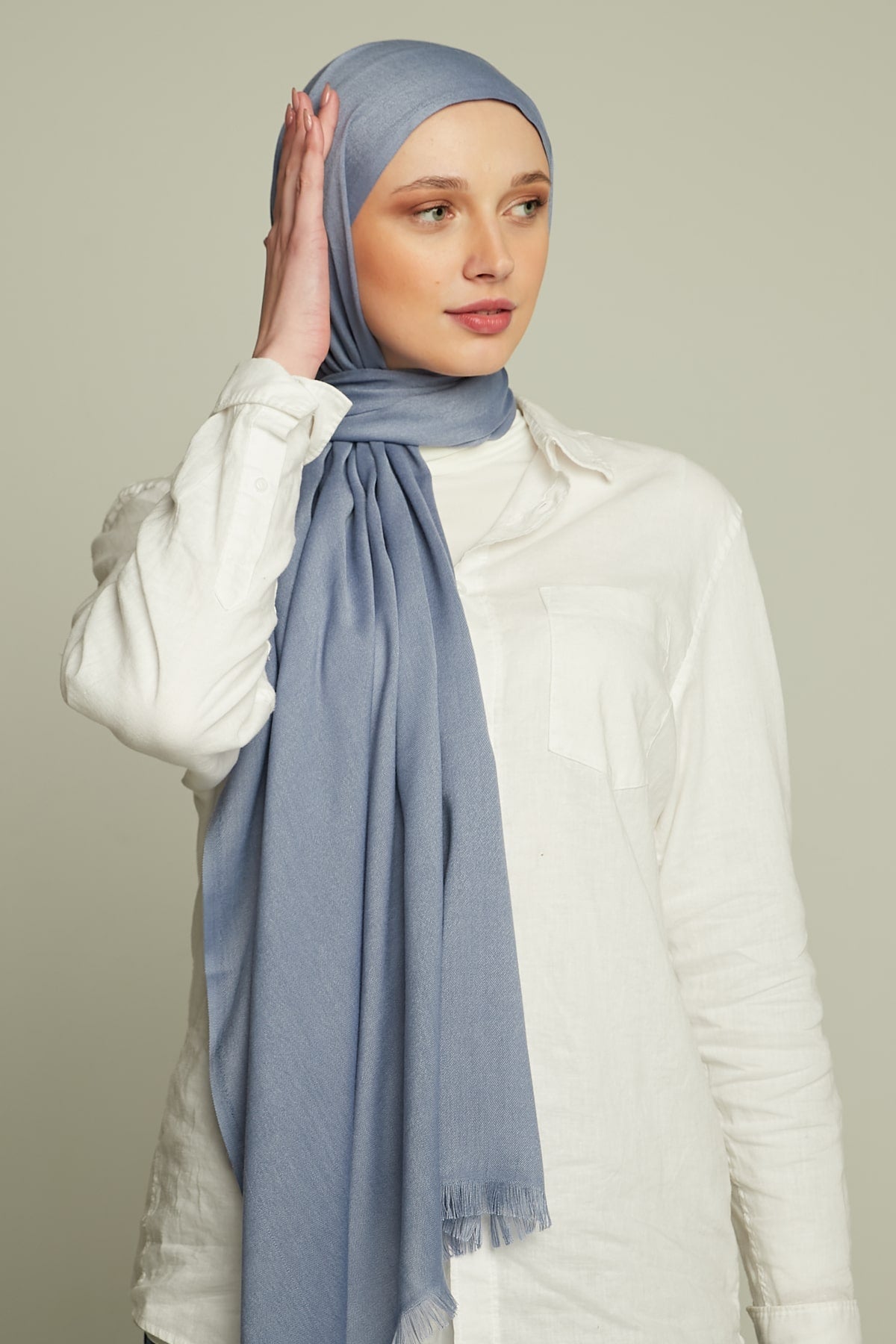 Pashmina Hijab in Pastel Blue Color