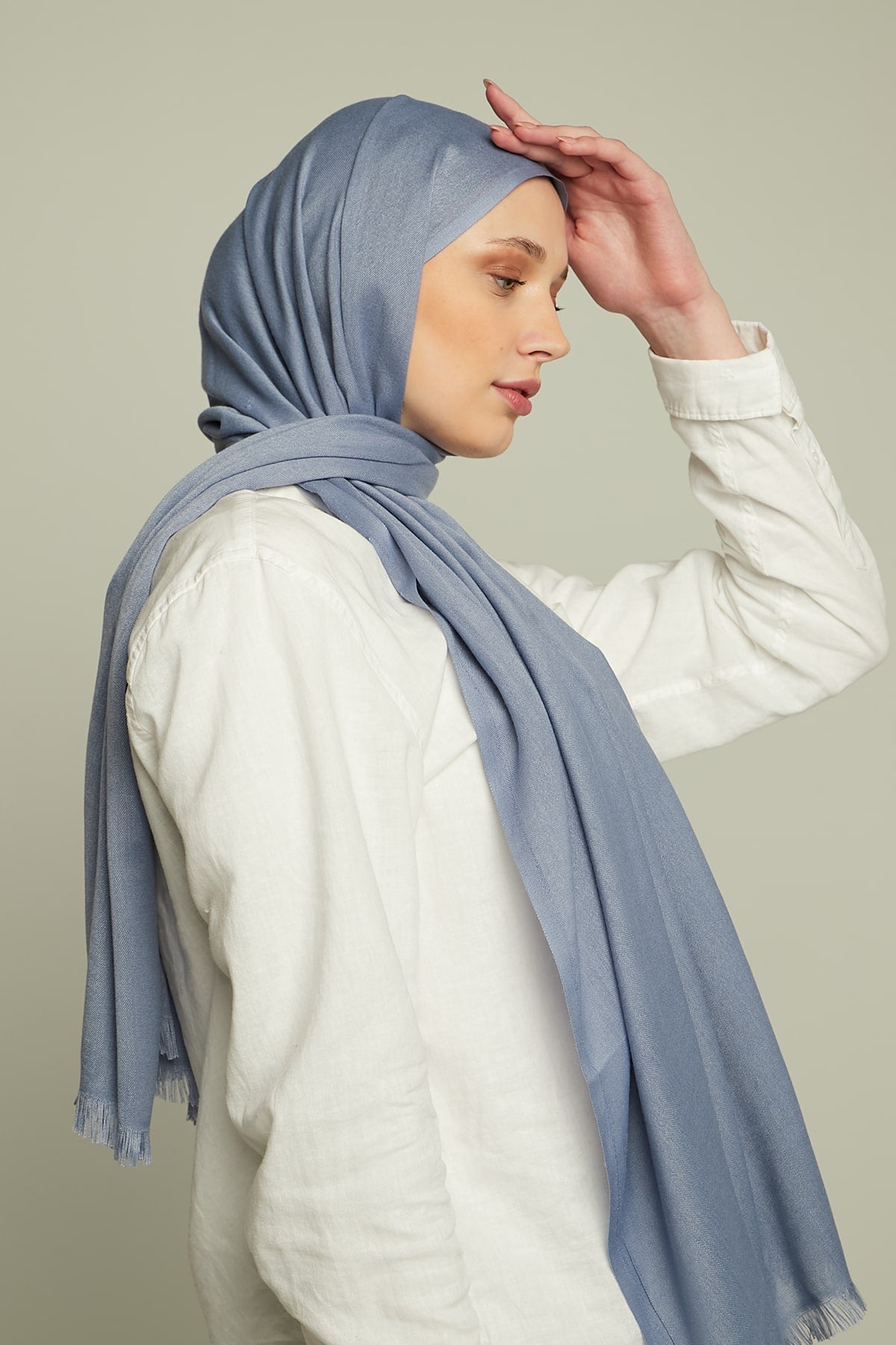 Pashmina Hijab in Pastel Blue Color