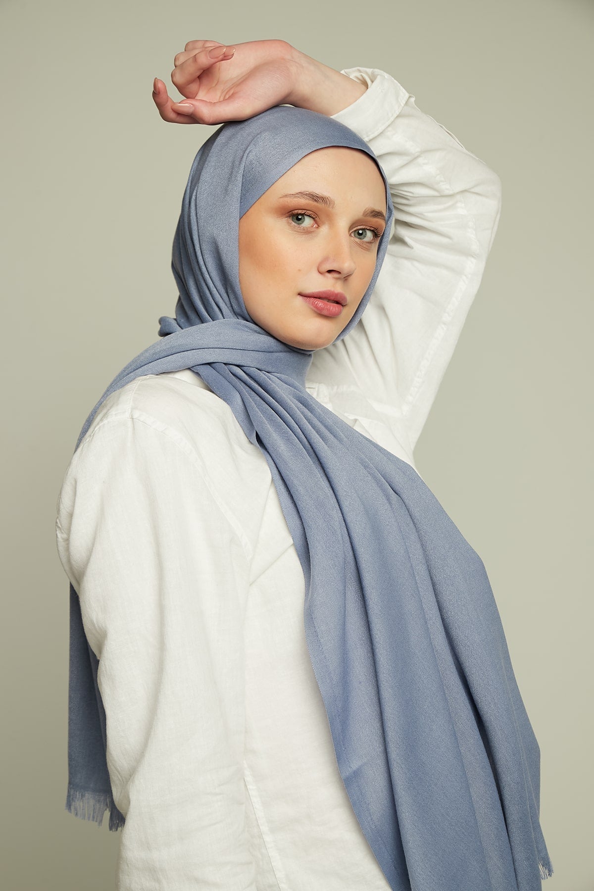 Pashmina Hijab in Pastel Blue Color