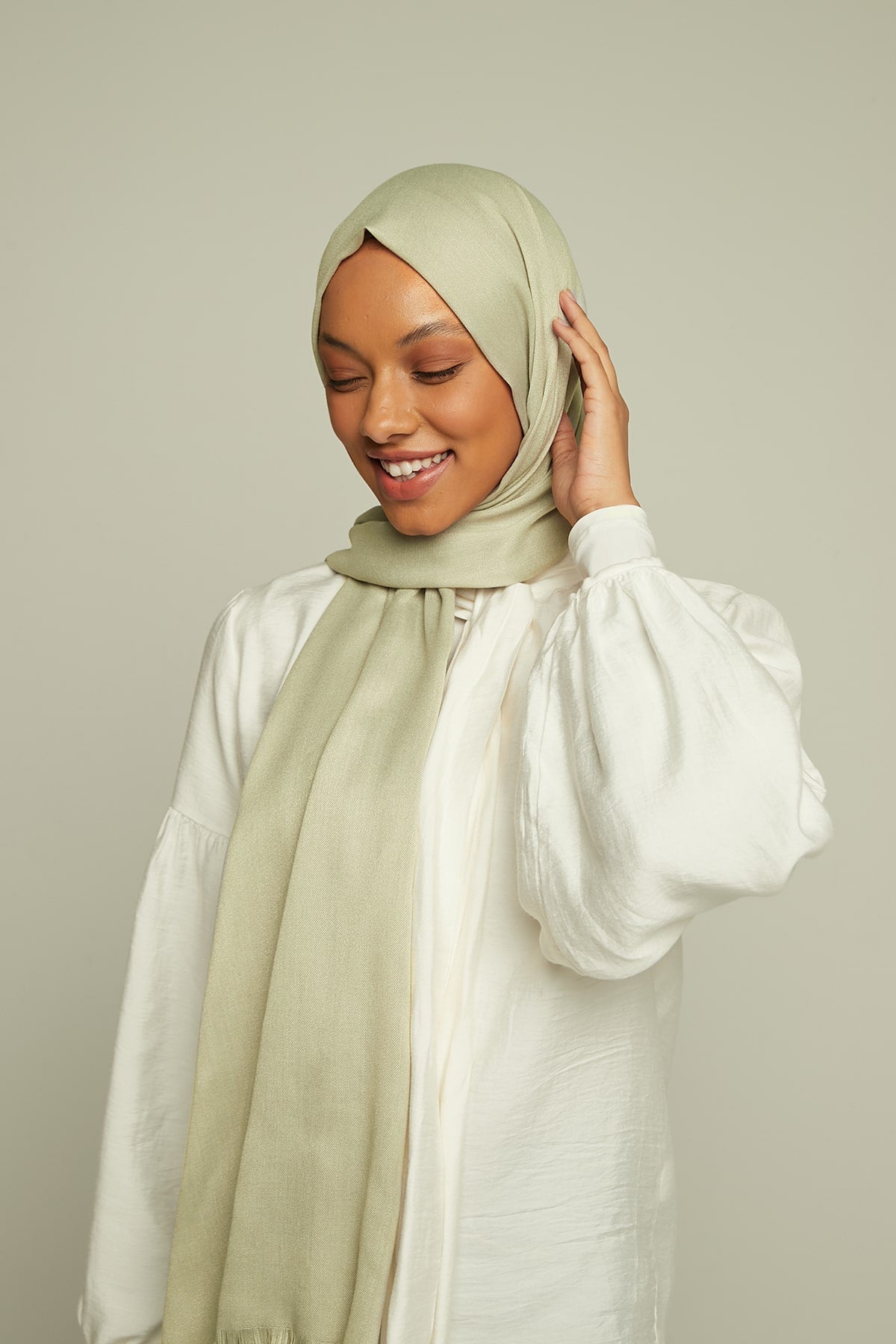 Pashmina Hijab in Green Mist Color