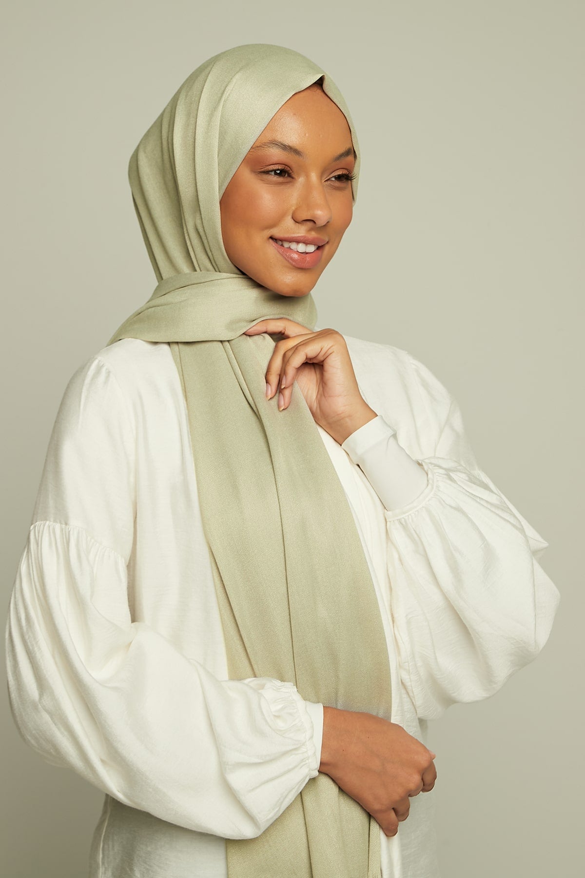 Pashmina Hijab in Green Mist Color