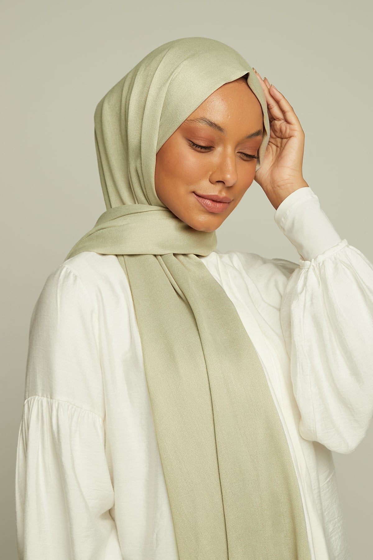 Pashmina Hijab in Green Mist Color