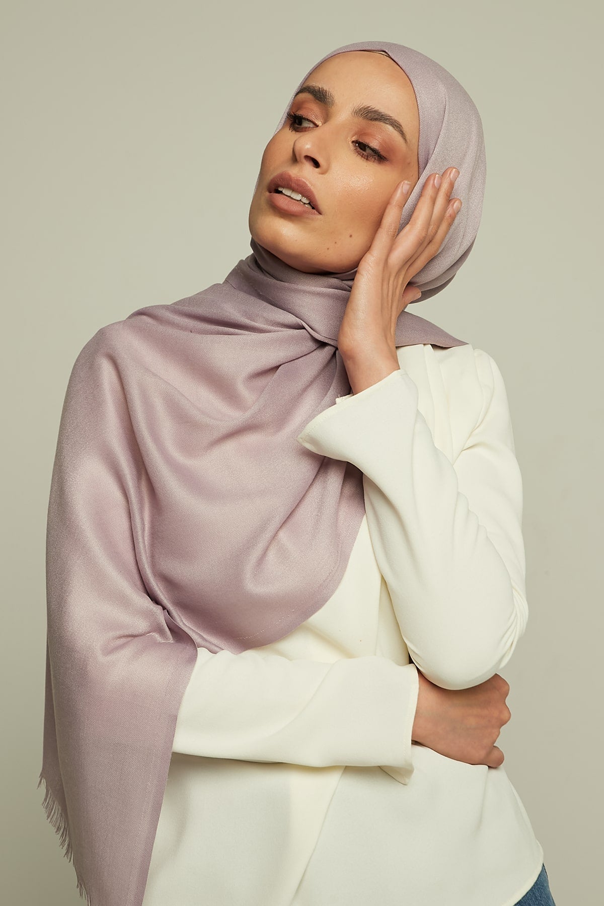 Pashmina Hijab in Rose Quartz Color