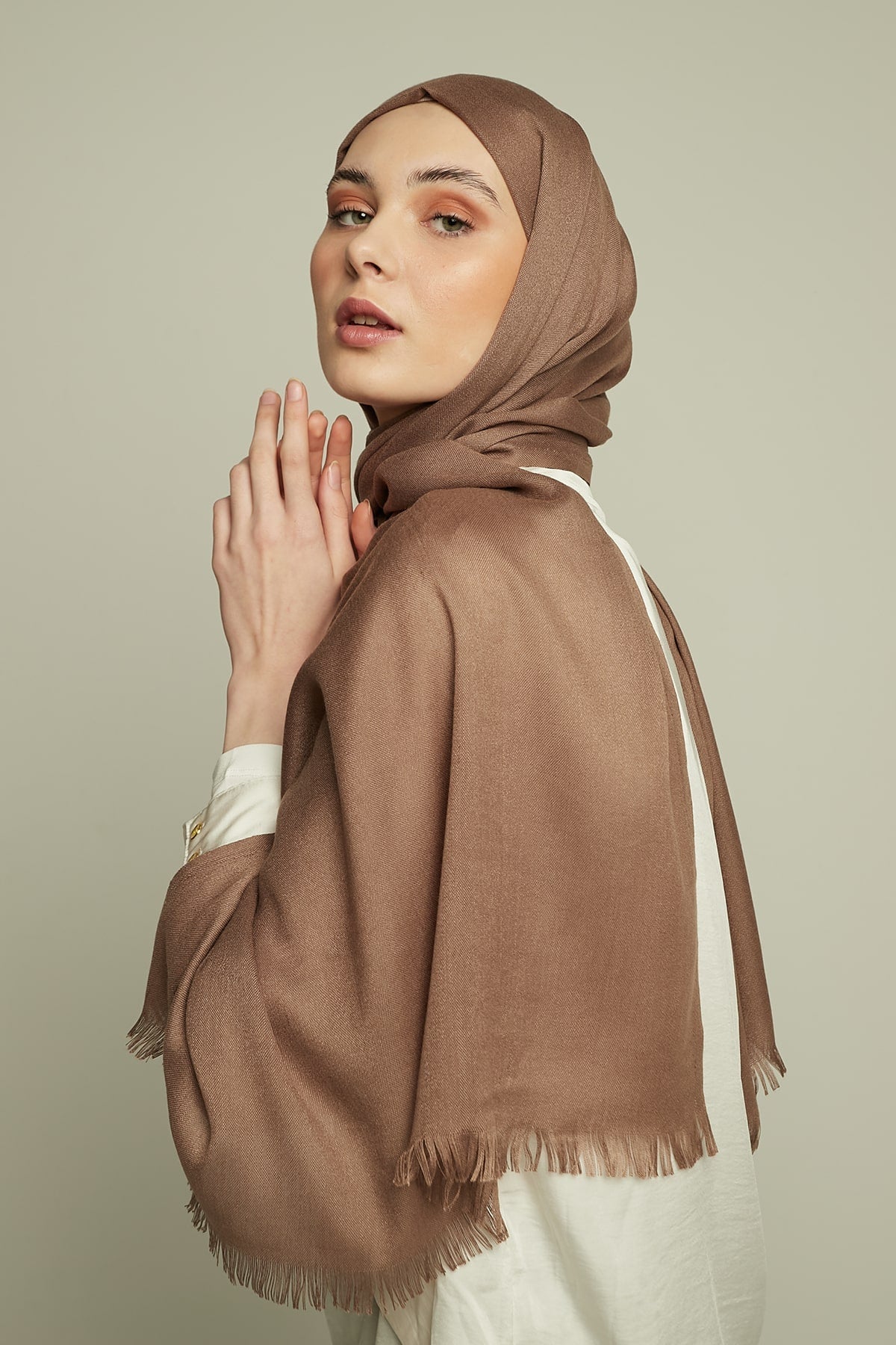 Pashmina Hijab in Copper Rose Color