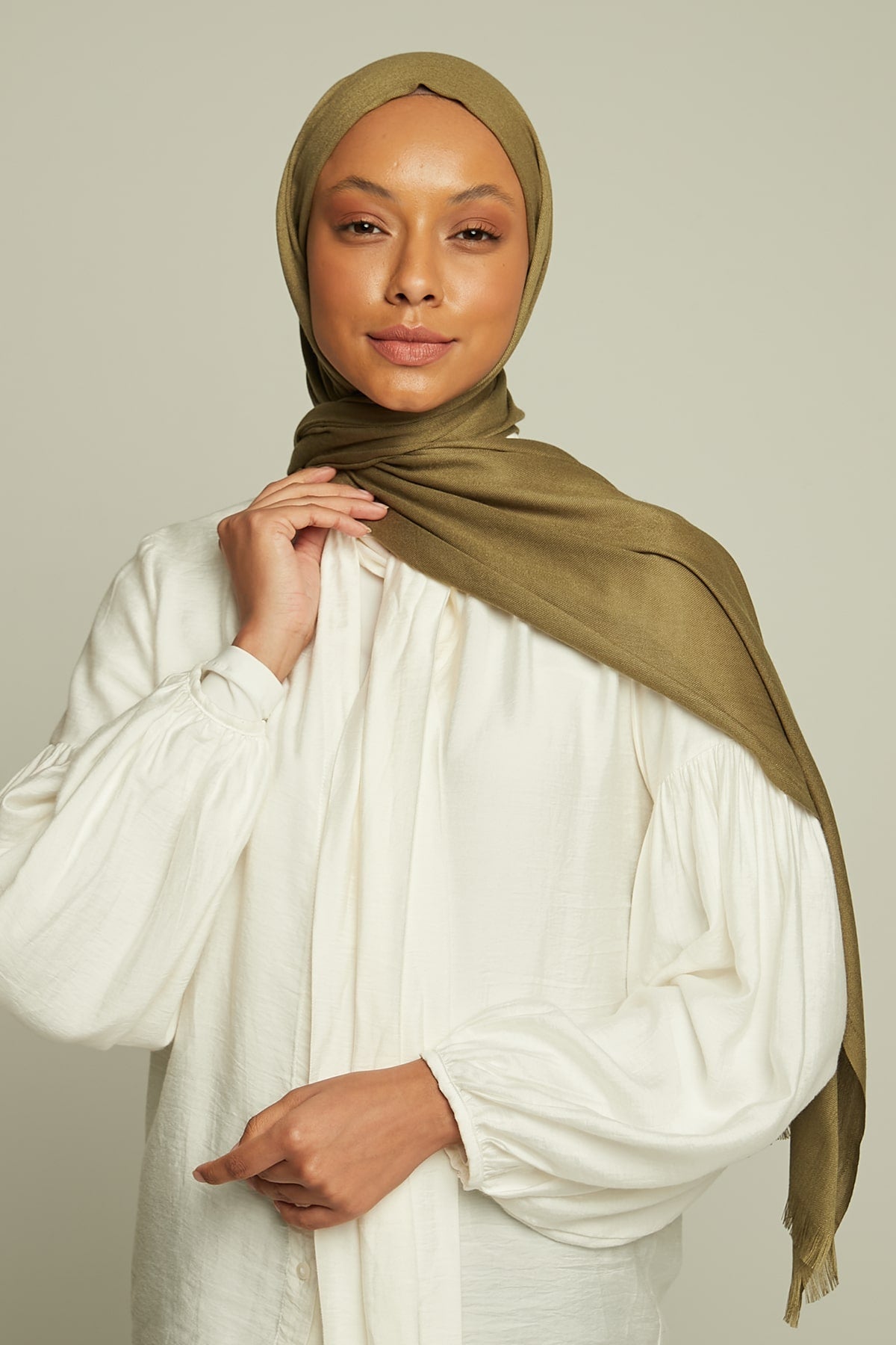 Pashmina Hijab in Olive Green Color