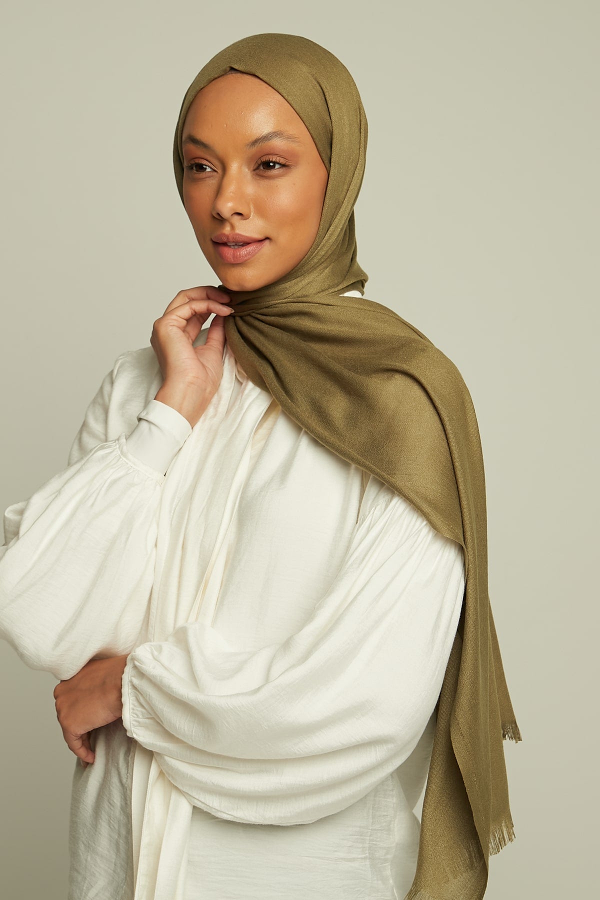 Pashmina Hijab in Olive Green Color