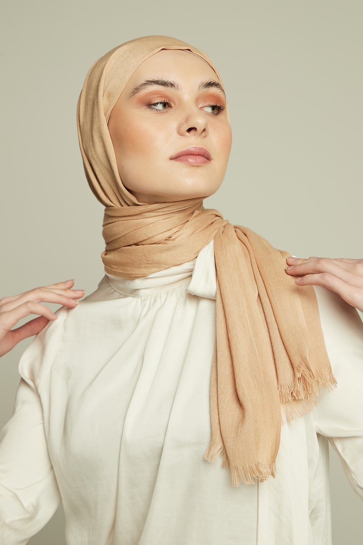 Pashmina Hijab in Pale Chestnut Color