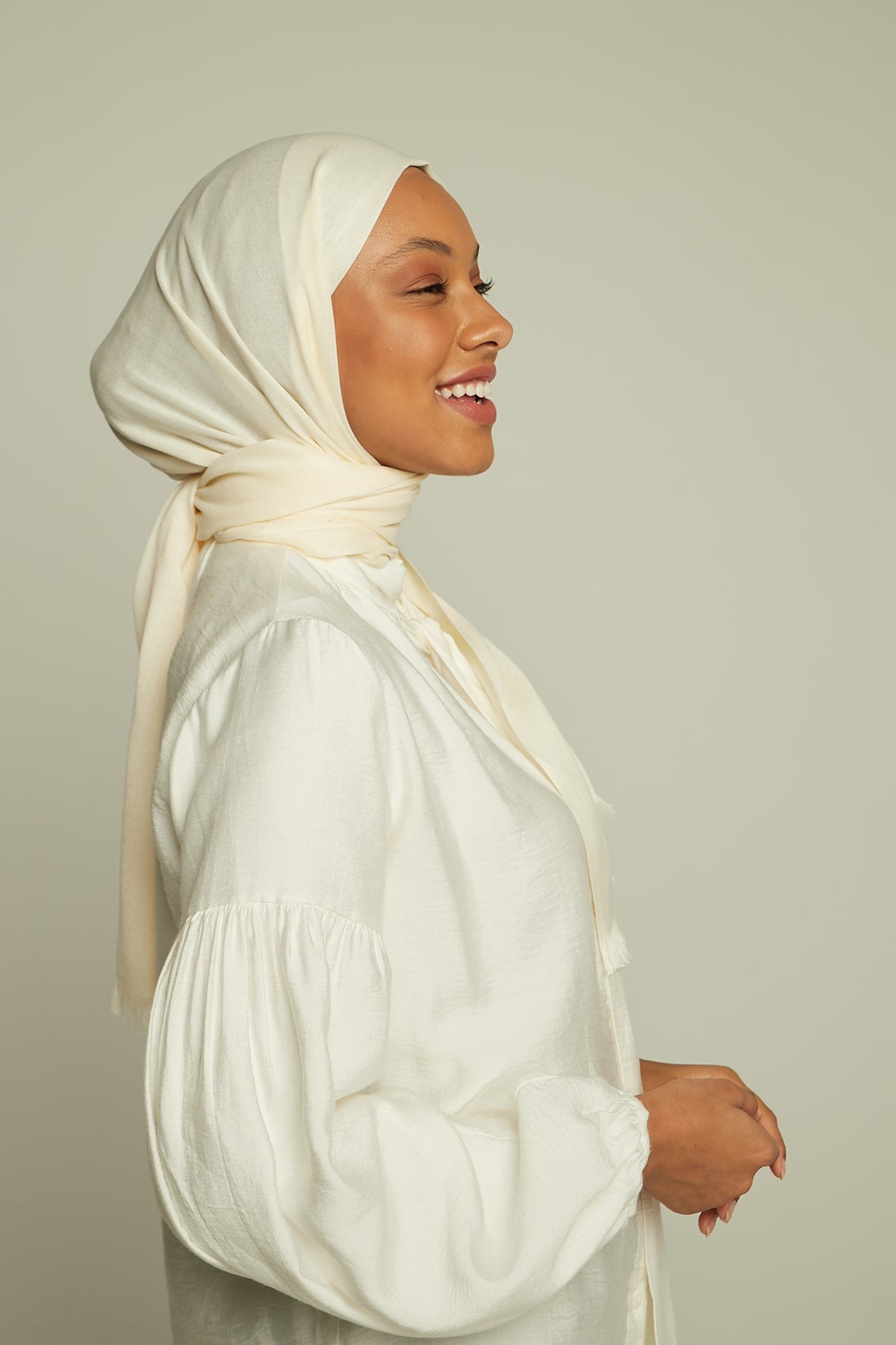 Pashmina Hijab in Light Ivory Color