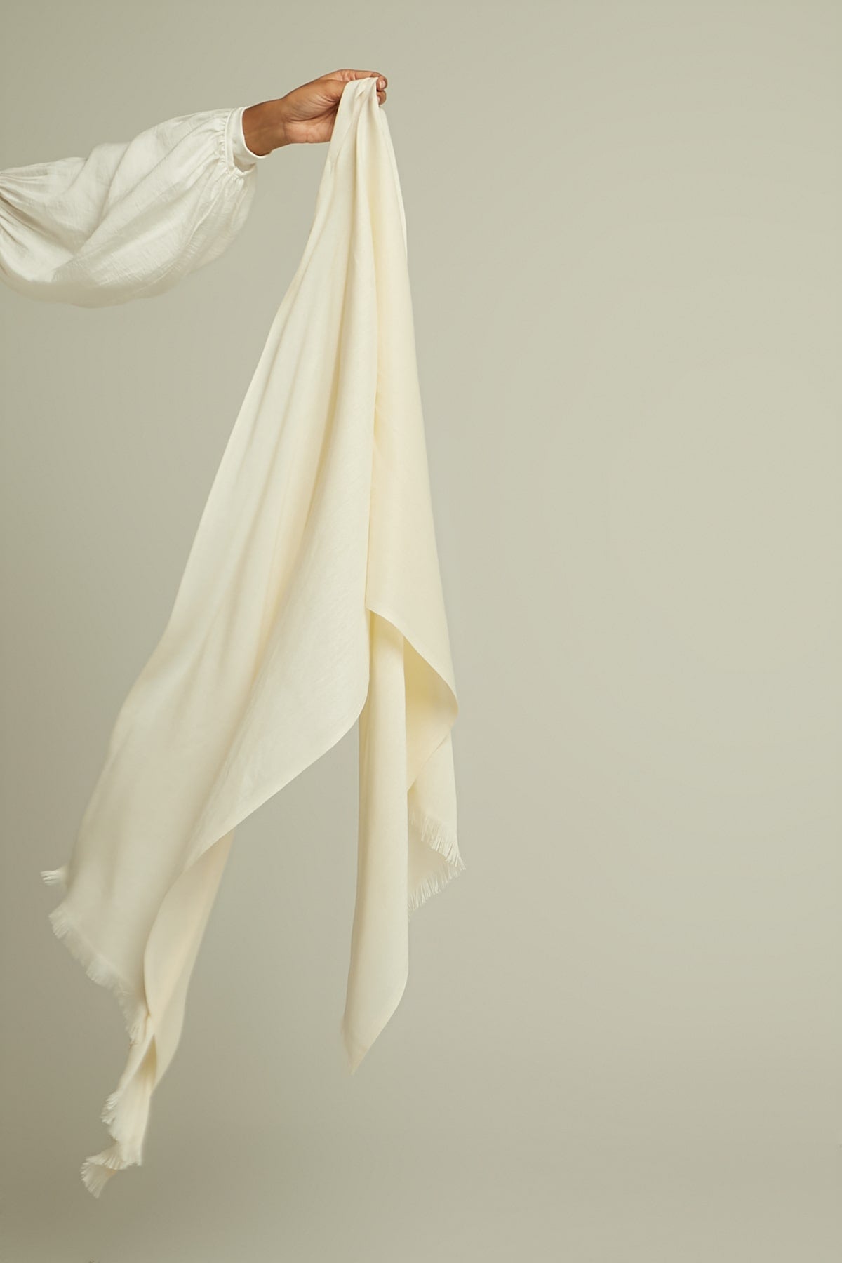 Pashmina Hijab in Light Ivory Color