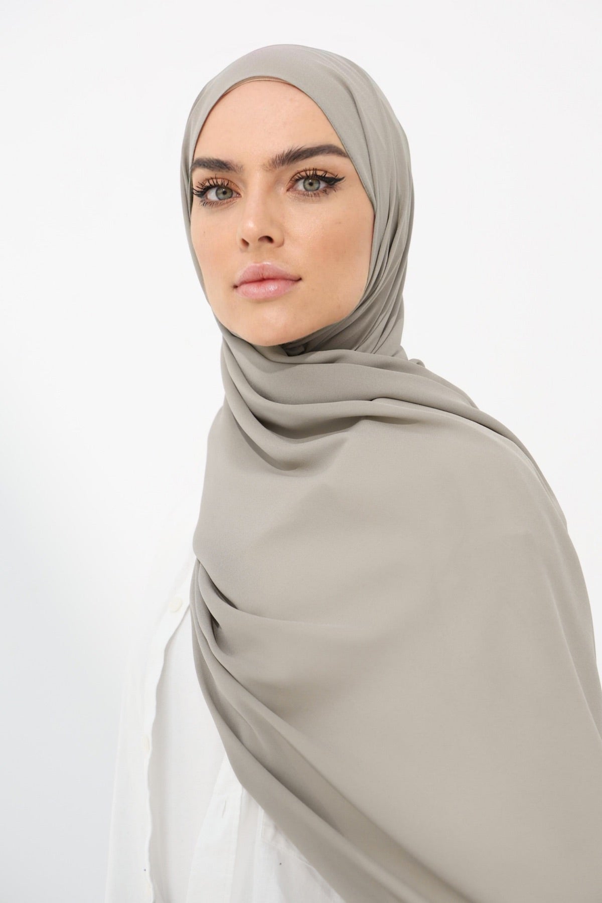 Double Chiffon - Grey Olive