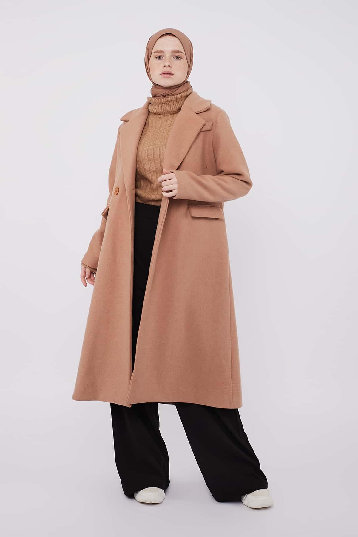 Double-Breasted Boyfriend Coat in French Beige Color