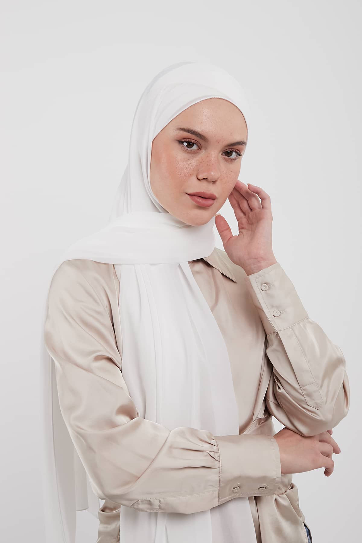 Chiffon Hijab in White  Color