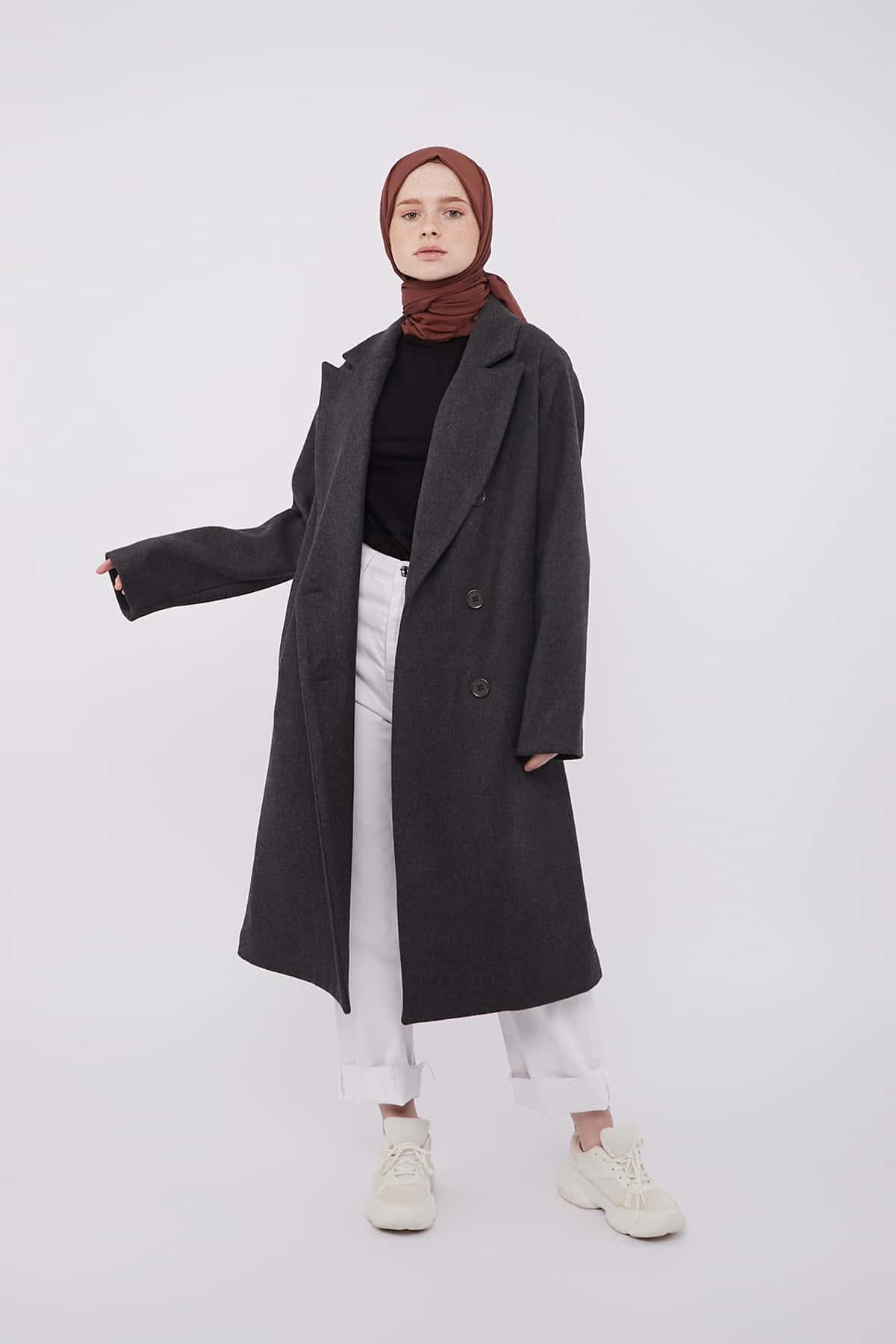 Oversized Coat in Dark Gray Color