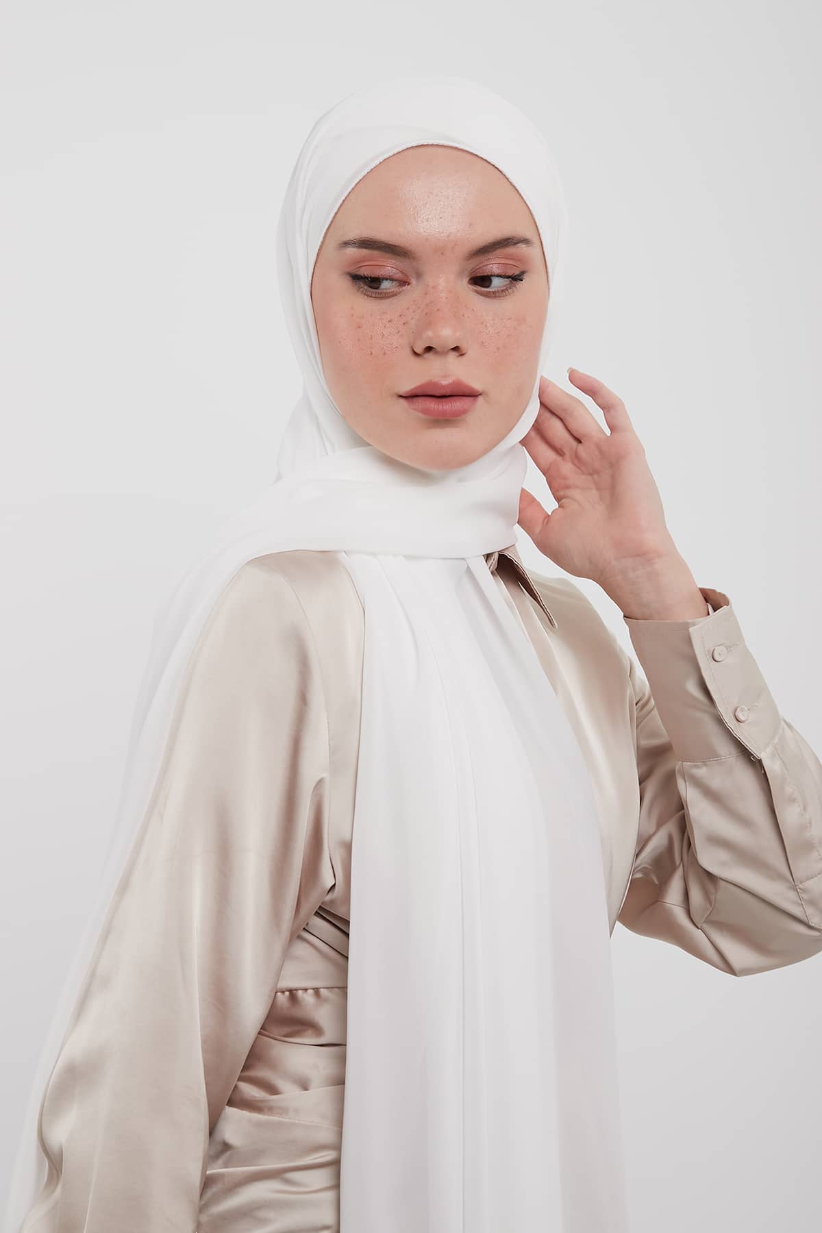 Chiffon Hijab in White  Color