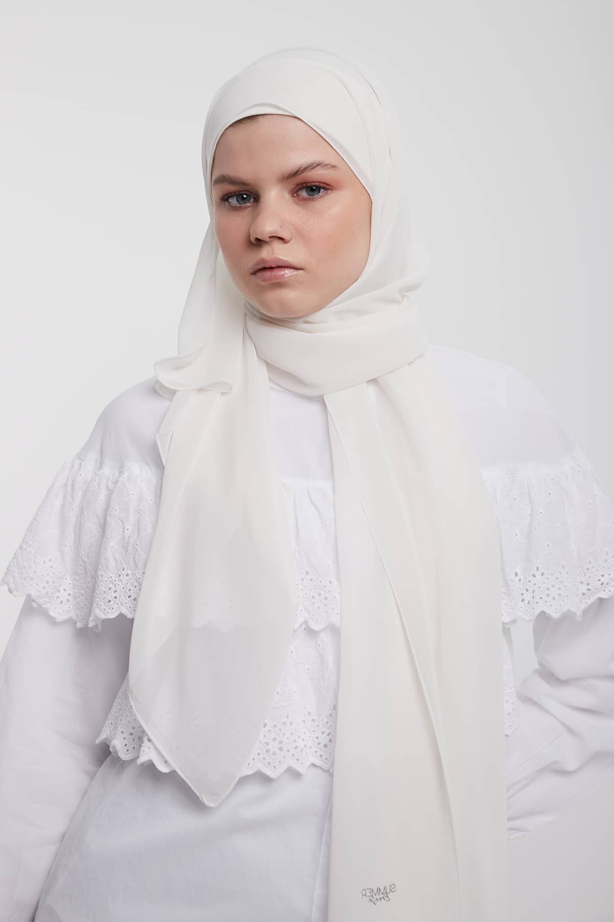 Chiffon Hijab in Off-White  Color