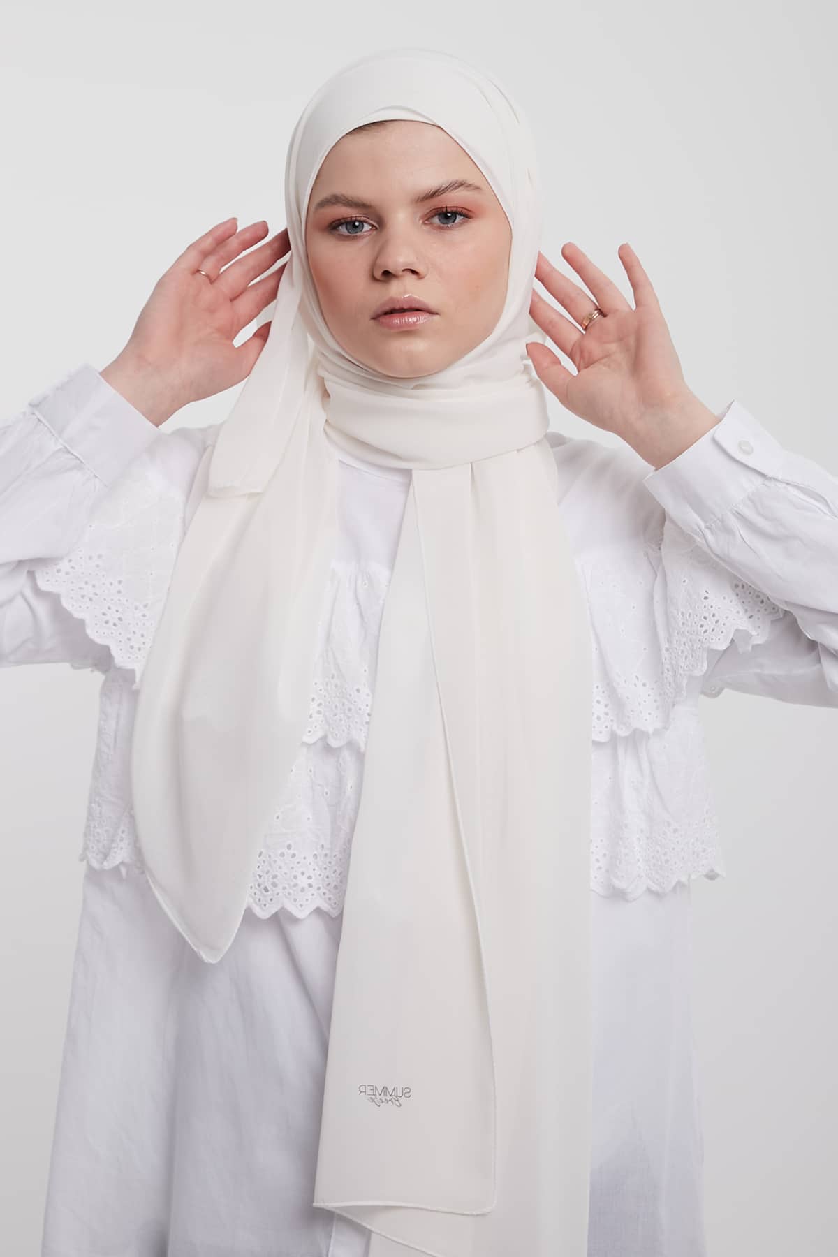 Chiffon Hijab in Off-White  Color