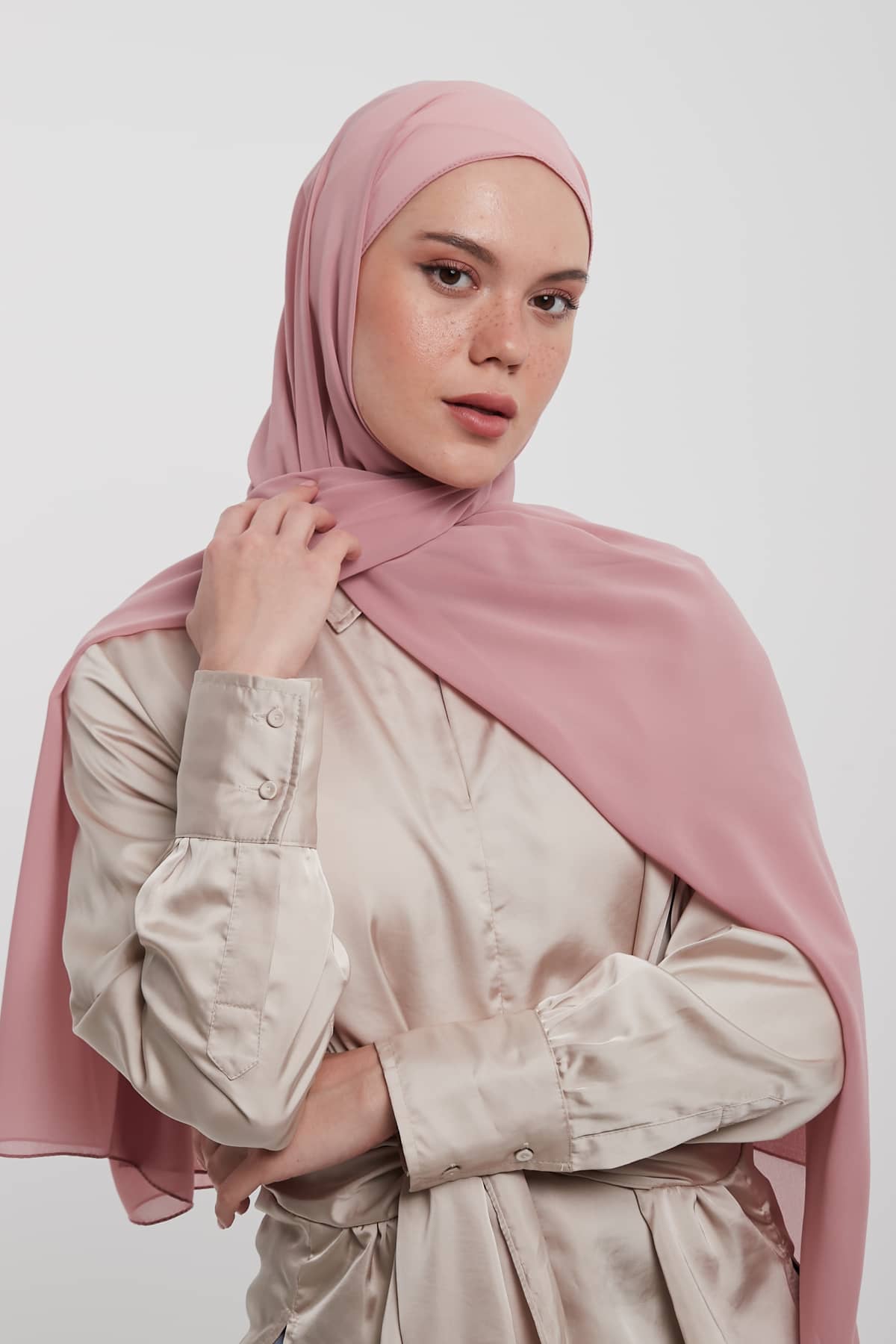 Chiffon Hijab in Faded Pink   Color