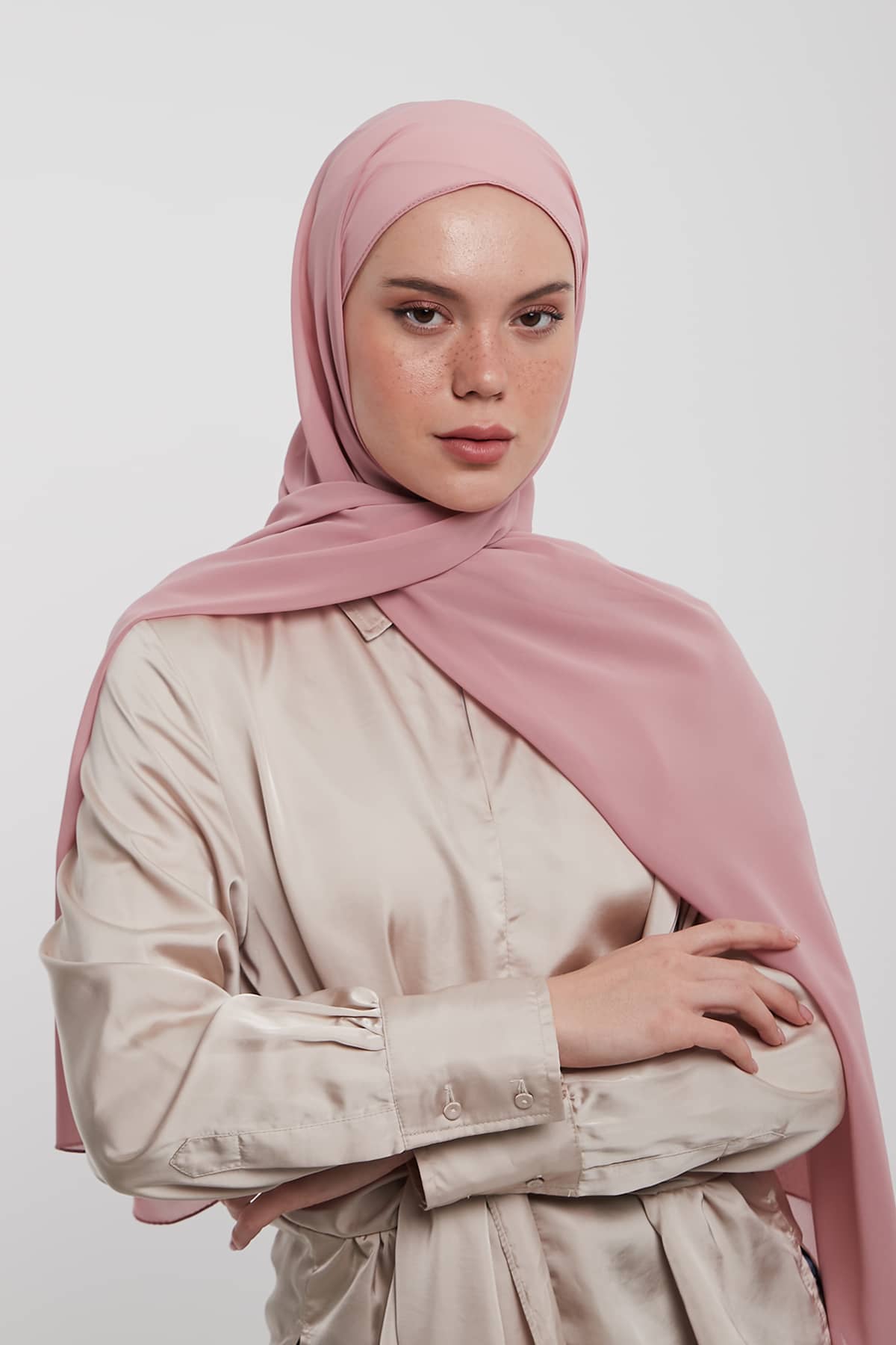 Chiffon Hijab in Faded Pink   Color