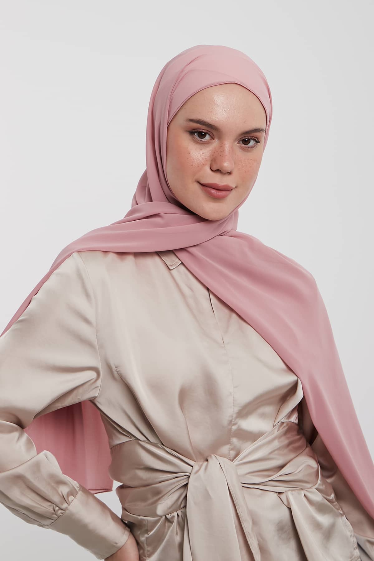 Chiffon Hijab in Faded Pink   Color