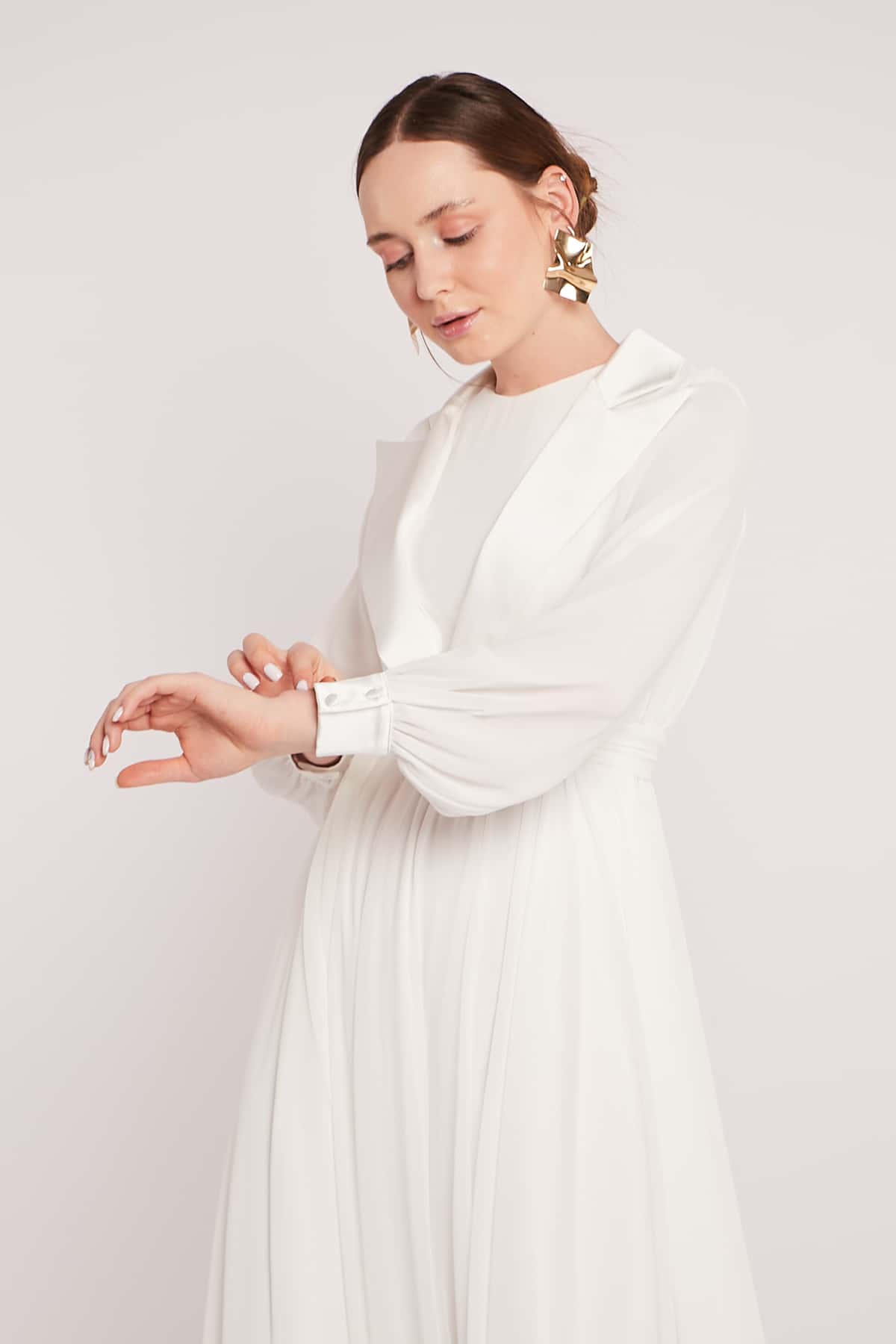 Maxi Belted Gown in White Color